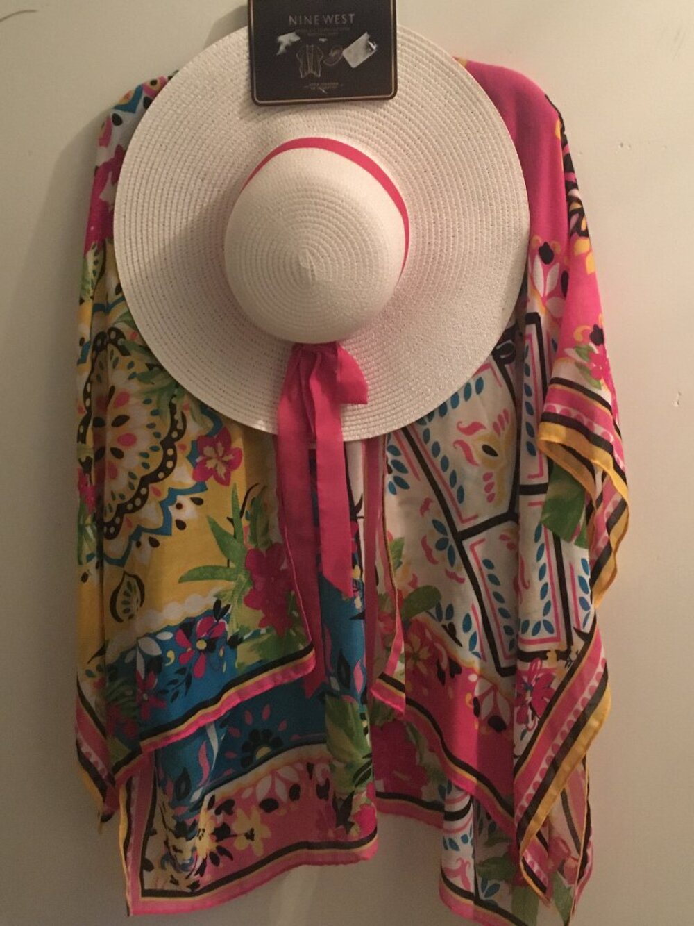 Nine West Ruana Poncho with Floppy Hat and Matching Band NWT